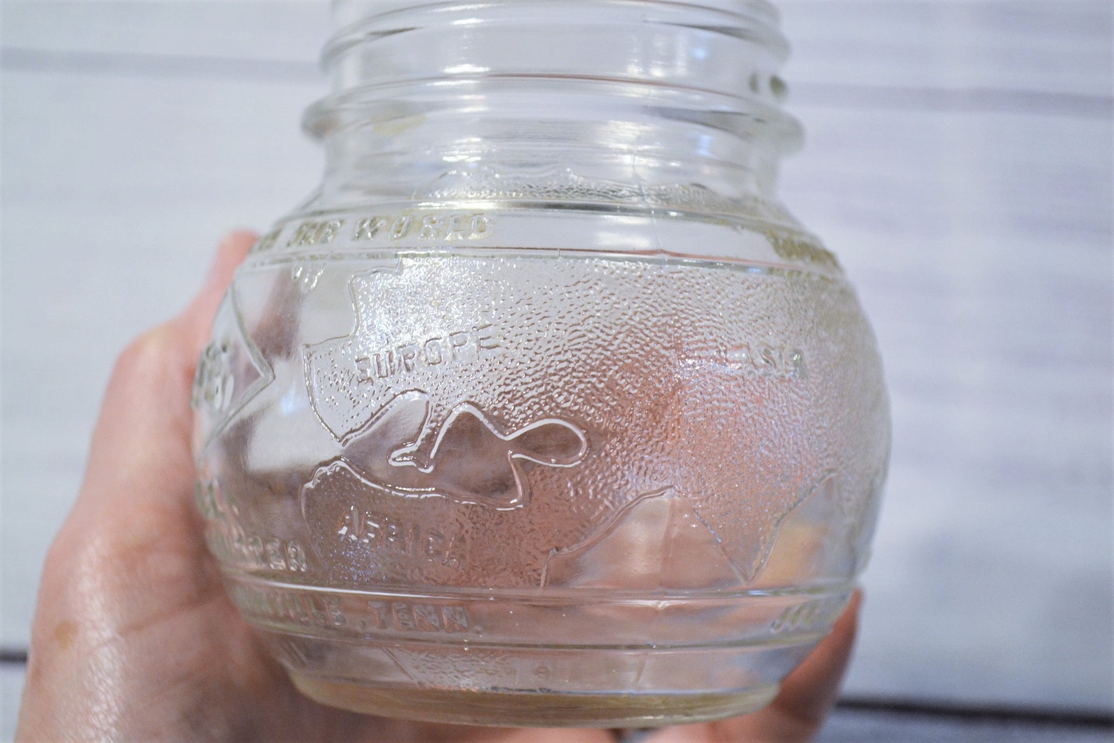Vintage JFG Peanut Butter Jar Round World Shape Glass Jar 1 Etsy