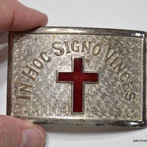 Vintage Masonic Knights Templar Belt Buckle: In Hoc Signo Vinces
