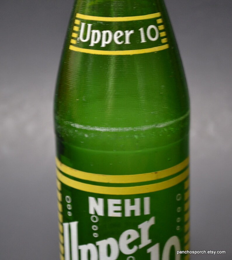 Vintage Nehi Upper 10 Soda Bottle Green Glass ACL 10oz Lemon Etsy