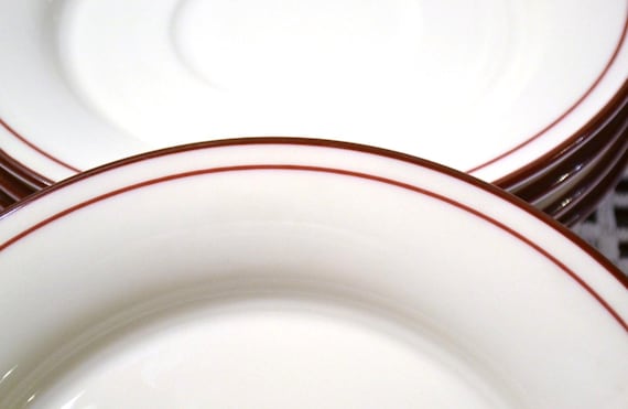 Lenox Chinastone Country Lodge Saucer Set of 5 Cream Burgundy Replacement PanchosPorch