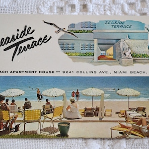 Carte postale vintage Floride Miami Beach bord de mer terrasse souvenir carte postale inutilisée souvenirs papier publicitaire éphémères PanchosPorch