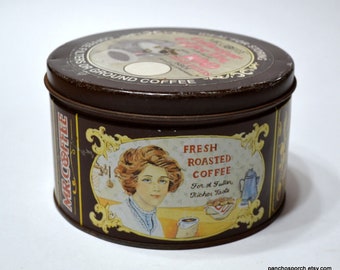 Vintage Mr Coffee Tin Fresh Brewed Coffee Metal Container Farmhouse Kitchen Decor Collectible Tin Advertising PanchosPorch