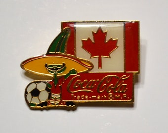 Vintage Coca Cola Soccer 1984 Pin Canada Mexico Advertising Lapel Hat Pin Memorabilia PanchosPorch