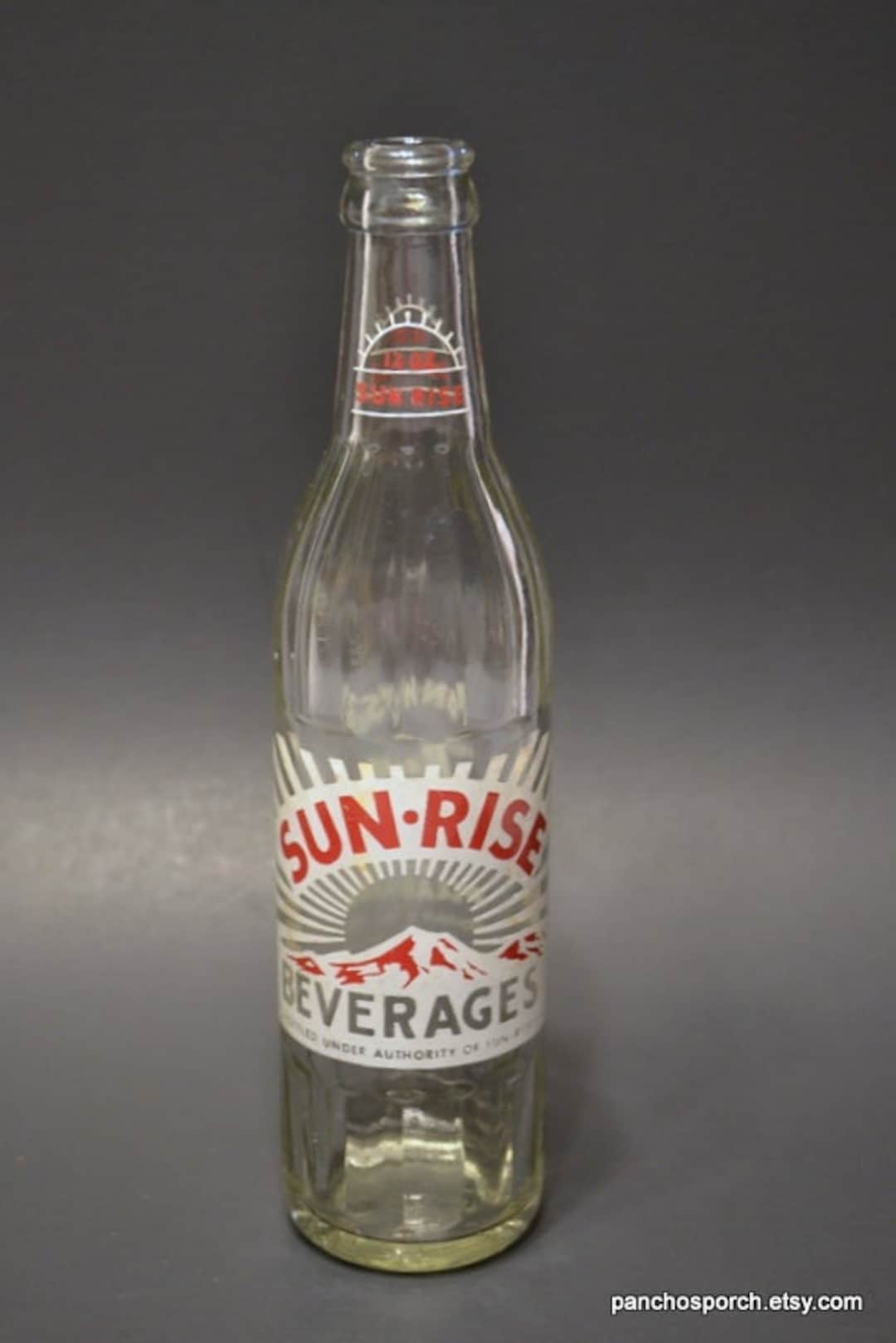 Vintage Sunrise Soda Bottle 12 Oz Clear Glass Bottle Red White Coca Cola Bottling Co Soda Bottle