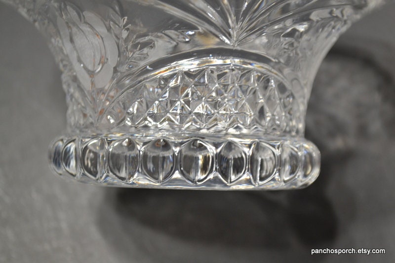 Vintage Glass Candle Holder Candy Dish Floral Pattern Heavy Etsy