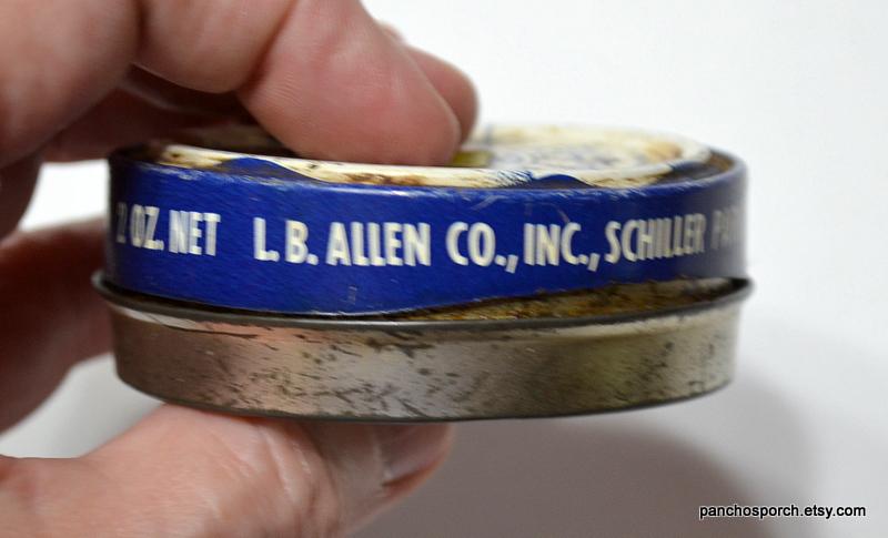 Vintage Allen Soldering Paste Tin Blue White Metal Litho Tin Lightning ...