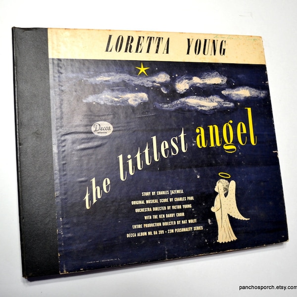 The Littlest Angel 3 Vinyl Record Album Set Decca Records 78 RPM Loretta Young Vtg Record Album 1940s Vintage Music PanchosPorch