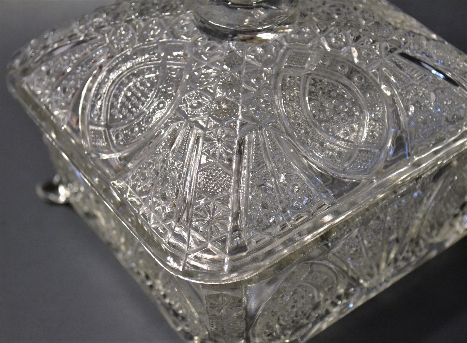 Vintage Square Candy Dish with Lid Clear Pressed Glass Footed Etsy