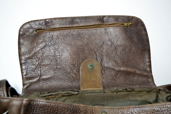 Vintage Leather Pilots Bag Worn Weathered Brown L… - image 8