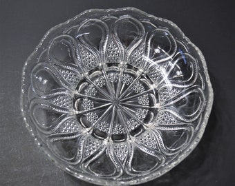 Vintage Clear Pressed Glass Bowl Loops Swirls Scallop Rim Fruit Bowl Collectible Glass Panchosporch