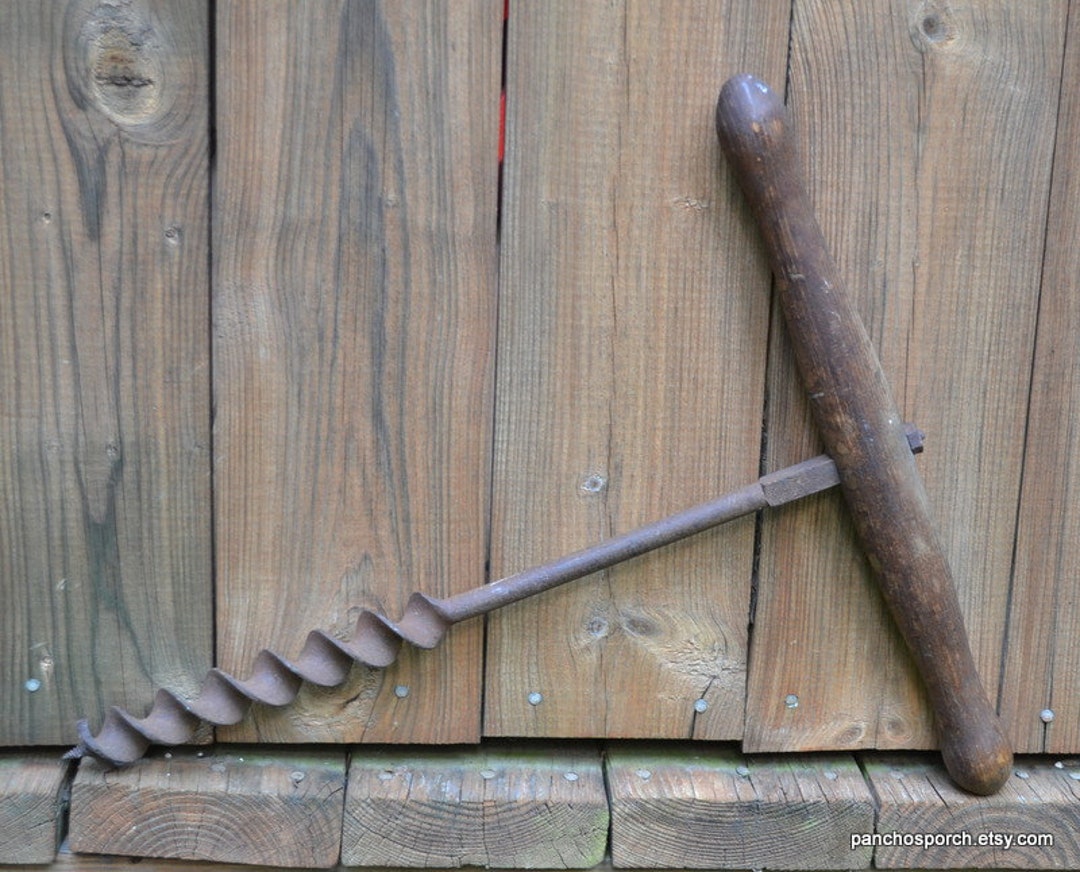 Vintage Auger Drill Hand Tool T Handle Large Antique Tool Etsy