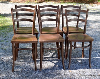 Vintage Bentwood Chair Brown Wooden Desk Dining Chair Cafe Bistro Furniture Ladderback Unusual Dining Chairs Small Furniture PanchosPorch
