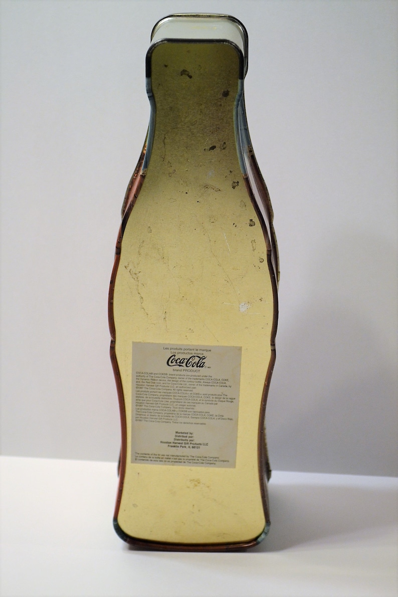 Vintage Coca Cola Bottle Shape Tin with Hinged Lid 13 inch 1997 Advertising Tin Box Panchosporch