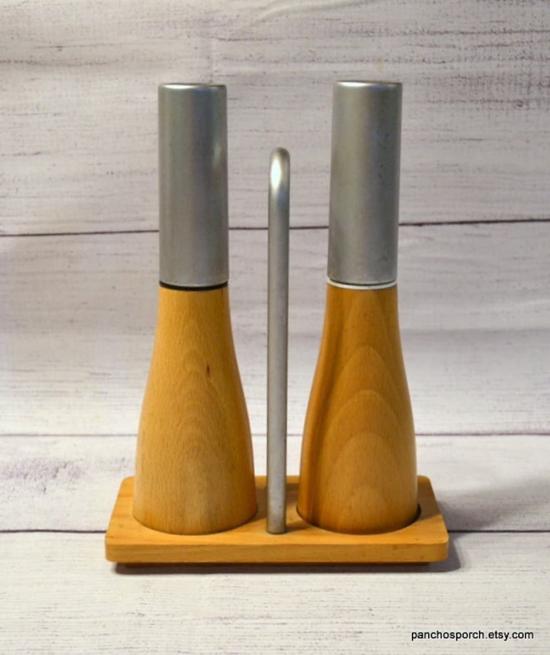 Vintage Bodum Salt and Pepper Grinders Matching Caddy Holder Etsy