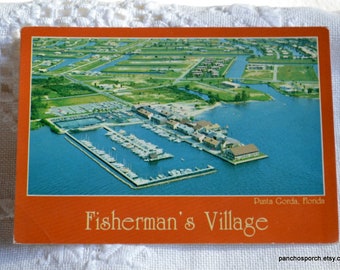 Vintage FLORIDA Post Card Punta Gorda Fishermans Village Americana Souvenir Postcard Tourism Memorabilia Paper Ephemera PanchosPorch