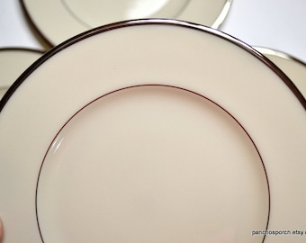 Vintage LENOX MONTCLAIR Bread Plate Set of 4 Creamy White Platinum Trim Elegant Dinnerware Classic Wedding China USA PanchosPorch