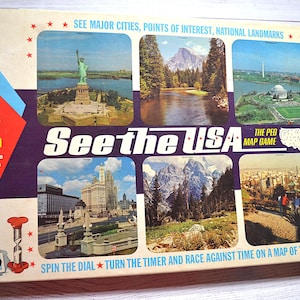 Vintage Cadaco See the USA Peg Map Board Game 1960's Family Game Night