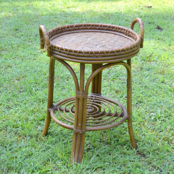 Rattan Side Table Etsy