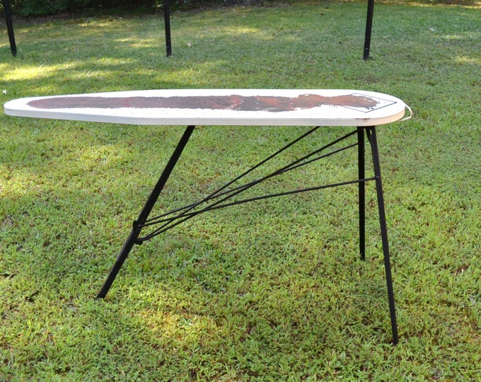 Vintage Ironing Board Metal White and Black Retro Laundry Etsy