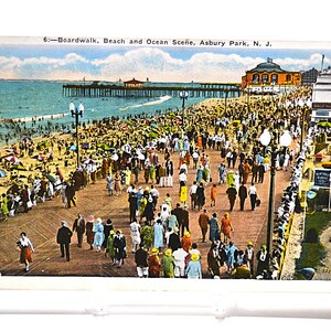 Vintage ASBURY PARK carte postale New Jersey Boardwalk Beach Ocean 1931 carte postale souvenir souvenirs papier éphémères PanchosPorch