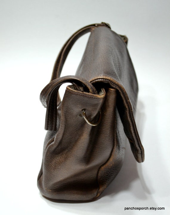 Vintage Leather Pilots Bag Worn Weathered Brown L… - image 3