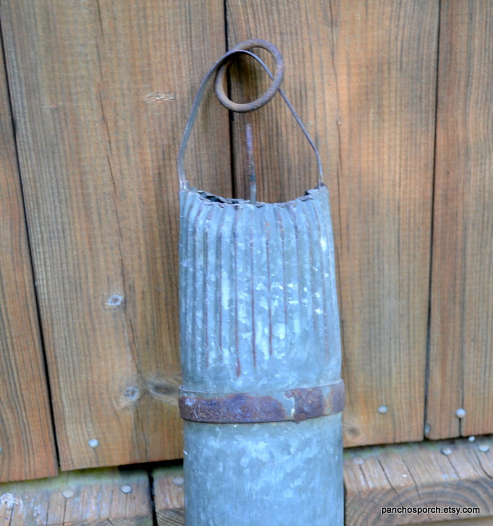 Vintage Galvanized Metal Well Draw Bucket Primitive Water Well Etsy