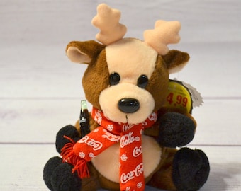 Vintage Coca Cola Reindeer Snowflake Scarf Plushie 1998 Tags Stuffed Animal Toy Advertising PanchosPorch