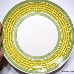 Vintage Royal Cavalier Chop Plate: Retro Green & Yellow Ironstone Platter