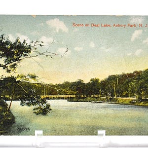 Carte postale vintage ASBURY PARK, New Jersey Deal, scène de lac, scène d'eau, bateau, carte postale, souvenirs, souvenirs, papier, éphémères, PanchosPorch