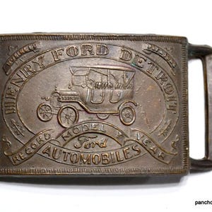 Vintage Henry Ford Detroit Belt Buckle: Model T Automobiles, Record Year