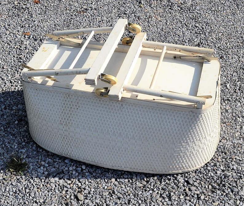 Vintage Baby White Basket Weave on Wheels Folding Etsy
