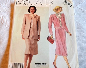 McCalls Sewing Pattern 3244 Misses Lined Jacket Skirt Size 14 Cut Pattern Vintage Fashion PanchosPorch