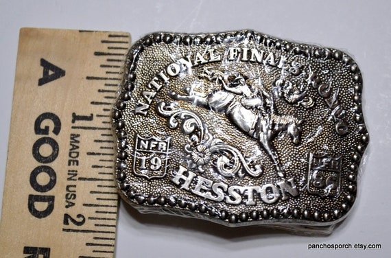 Vintage HESSTON NFR Rodeo Belt Buckle 1986 Wrappe… - image 4