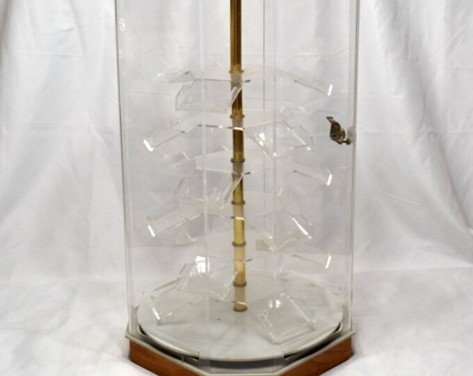 RESERVED Vintage Acrylic Display Case Revolving Rotating Watch Jewelry ...