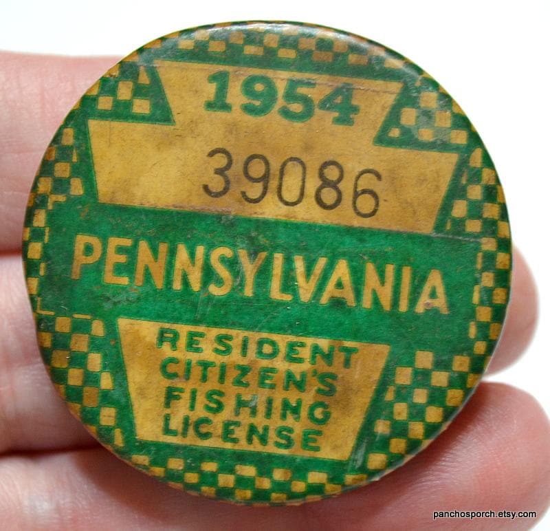 Bouton Permis De Pêche Vintage 1948 Pennsylvanie USA - Numéro Bas 1158 - Collection