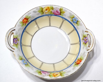 Vintage Noritake Floral Bowl - Hand Painted Gold Trim Trinket Dish