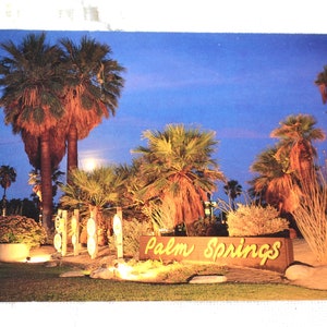 Carte postale vintage de CALIFORNIE Palm Springs Entry Sign Carte postale Souvenirs de vacances Papier éphémère PanchosPorch