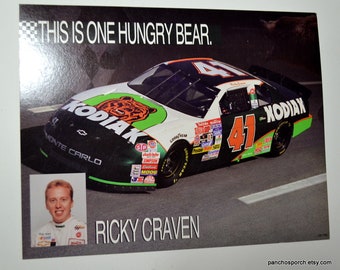 Vintage Ricky Craven Fan Club Photo No 41 Promo Stat Card Kodiak Racing One Hungry Bear 1990s NASCAR Memorabilia PanchosPorch