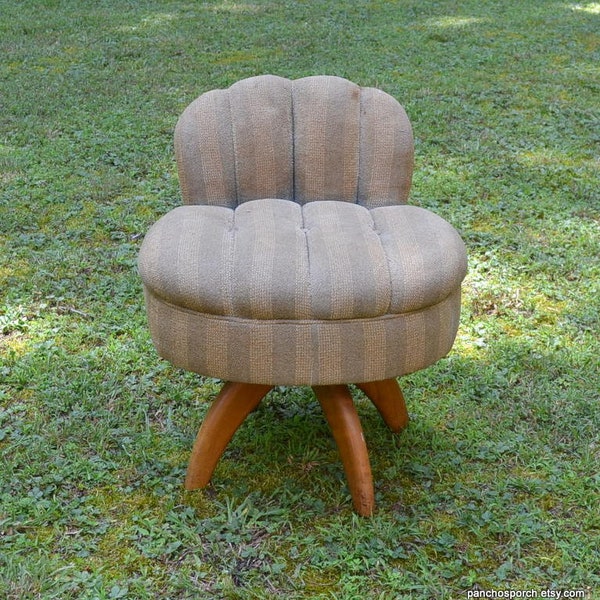 Vintage Vanity Chair Heywood Wakefield Mid Century Swivel Makeup Chair REUPHOLSTERY PROJECT PanchosPorch