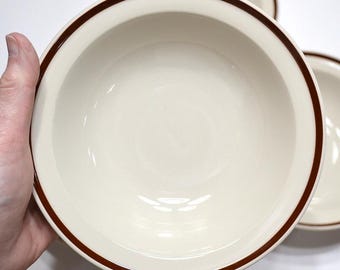 Vintage Desert Flower Stoneware Bowls - Set of 4 Retro Kitchen Dinnerware