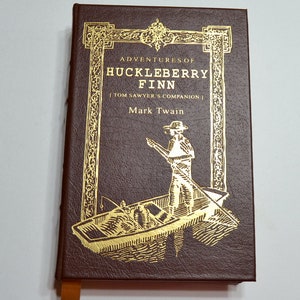 Adventures of Huckleberry Finn by Mark Twain 1994 Easton Press Collectors Edition Brown Leather Classic Fiction Vintage Book PanchosPorch