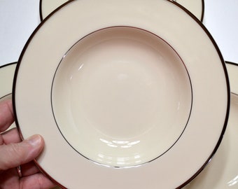 Vintage LENOX MONTCLAIR Soup Bowl Set of 4 Creamy White Platinum Trim Elegant Dinnerware Classic Wedding China USA PanchosPorch