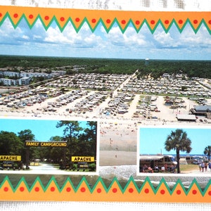 Vintage MYRTLE BEACH carte postale souvenir du camping Apache de Caroline du Sud carte postale inutilisée souvenirs papier publicitaire éphémères PanchosPorch