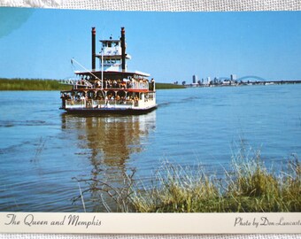 Vintage TENNESSEE Postkarte Memphis Queen Boat Mississippi River Souvenir Unbenutzte Postkarte Memorabili Werbepapier Ephemera PanchosPorch