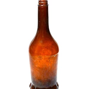 Vintage Whiskey Glass Bottle Dark Amber Brown No Lid 1960s Alcohol Liquor Collectible Bottle Farmhouse Kitchen Vase PanchosPorch