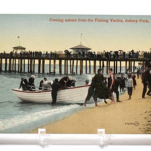 Carte postale vintage ASBURY PARK New Jersey Coming Ashore Fishing Yachts Pier Boats 1909 Beach Carte postale souvenirs Papier éphémères PanchosPorch