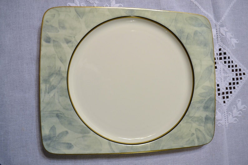Mikasa Battique Dinner Plate Rectangular White Green Replacement PanchosPorch