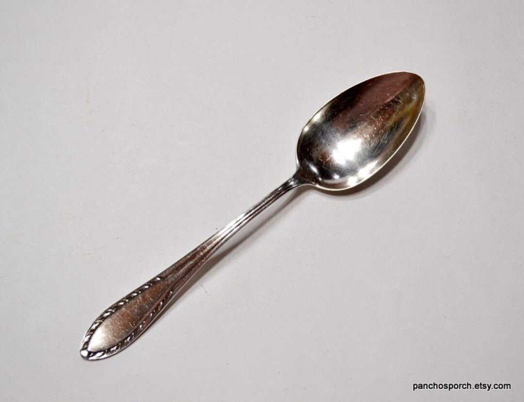Vintage ALPACA Serving Spoon Simple Pattern Script Lettering Silverware ...
