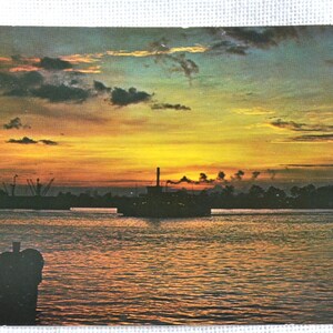 vintage LOUISIANA Carte postale Mississippi River Sunset Souvenir Carte postale inutilisée Souvenirs Publicité Papier Ephemera PanchosPorch