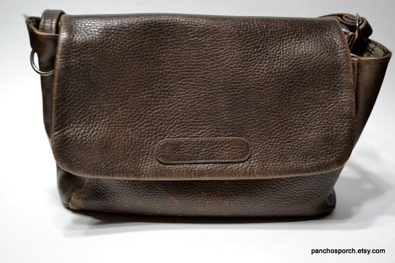 Vintage Leather Pilots Bag Worn Weathered Brown L… - image 2